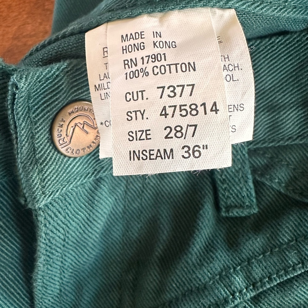 Vintage Rocky Mountain Western Pants High Rise Green 26x27 90s - Picture 6 of 7